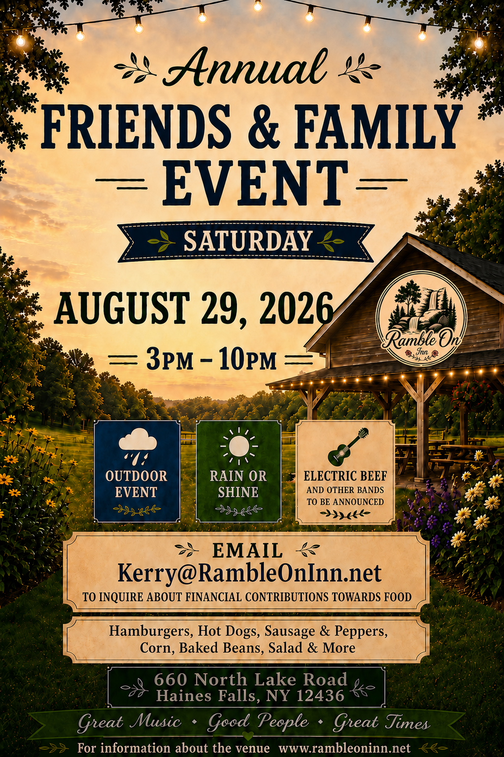 Annual Friends & Family Event at Ramble On Inn — Saturday August 29, 2026