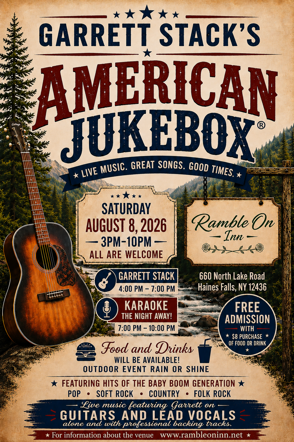 Garrett Stack's American Jukebox — Live Music at Ramble On Inn, Saturday August 8, 2026