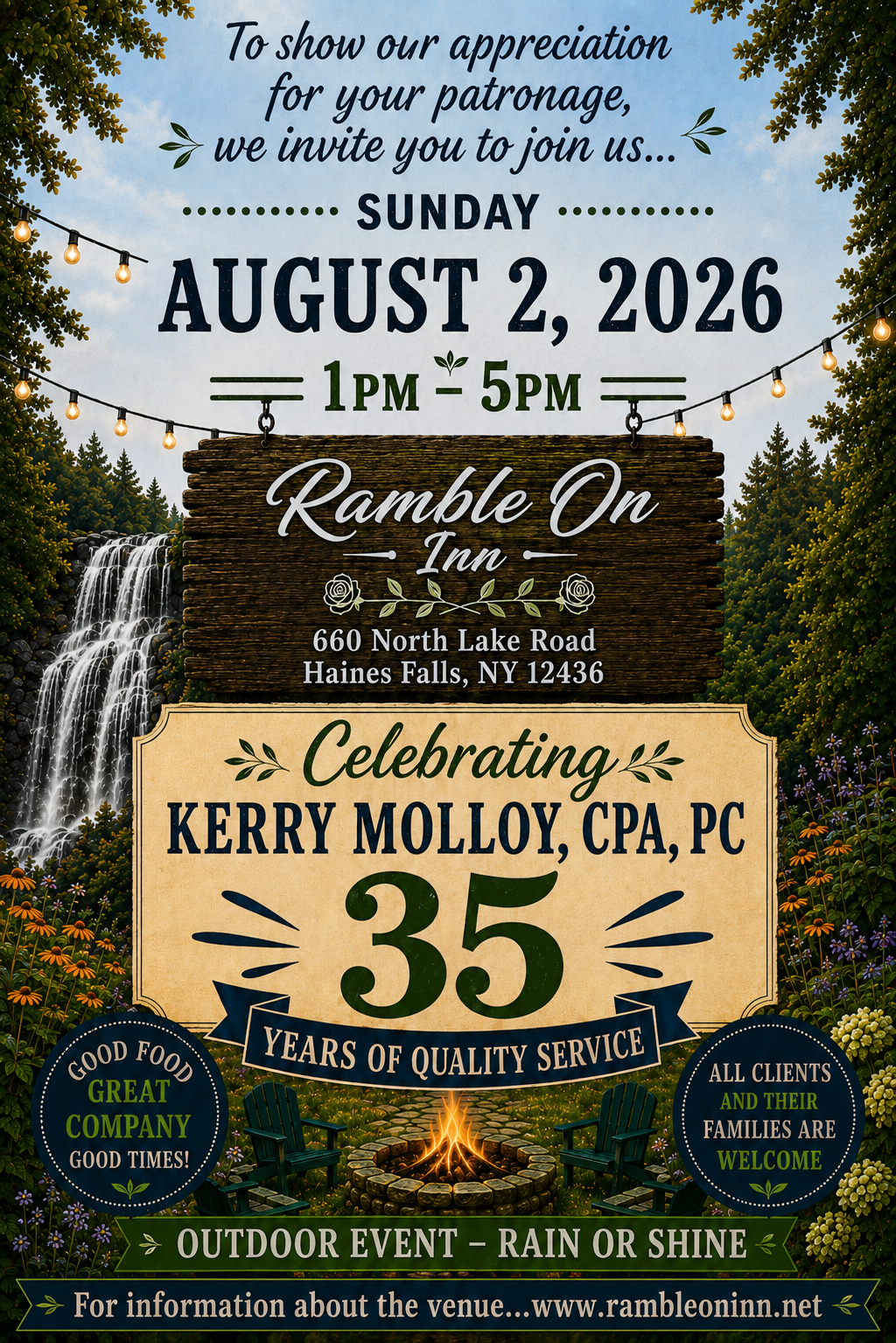 Celebrating Kerry Molloy CPA PC 35 Years in Business — Sunday August 2, 2026